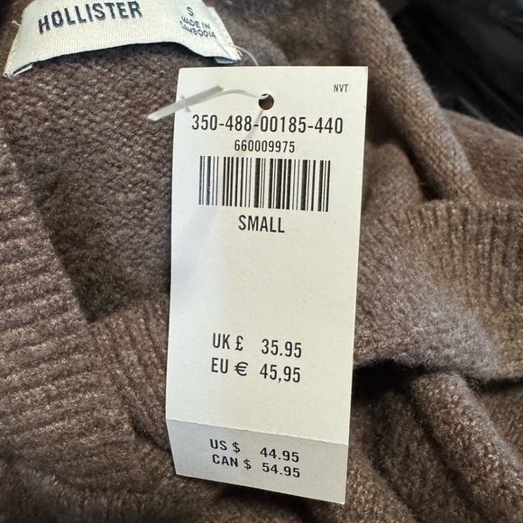 NEW Hollister Women's Cropped Brown Sweater Light Weight Hooded Size Small NWT - Picture 7 of 10